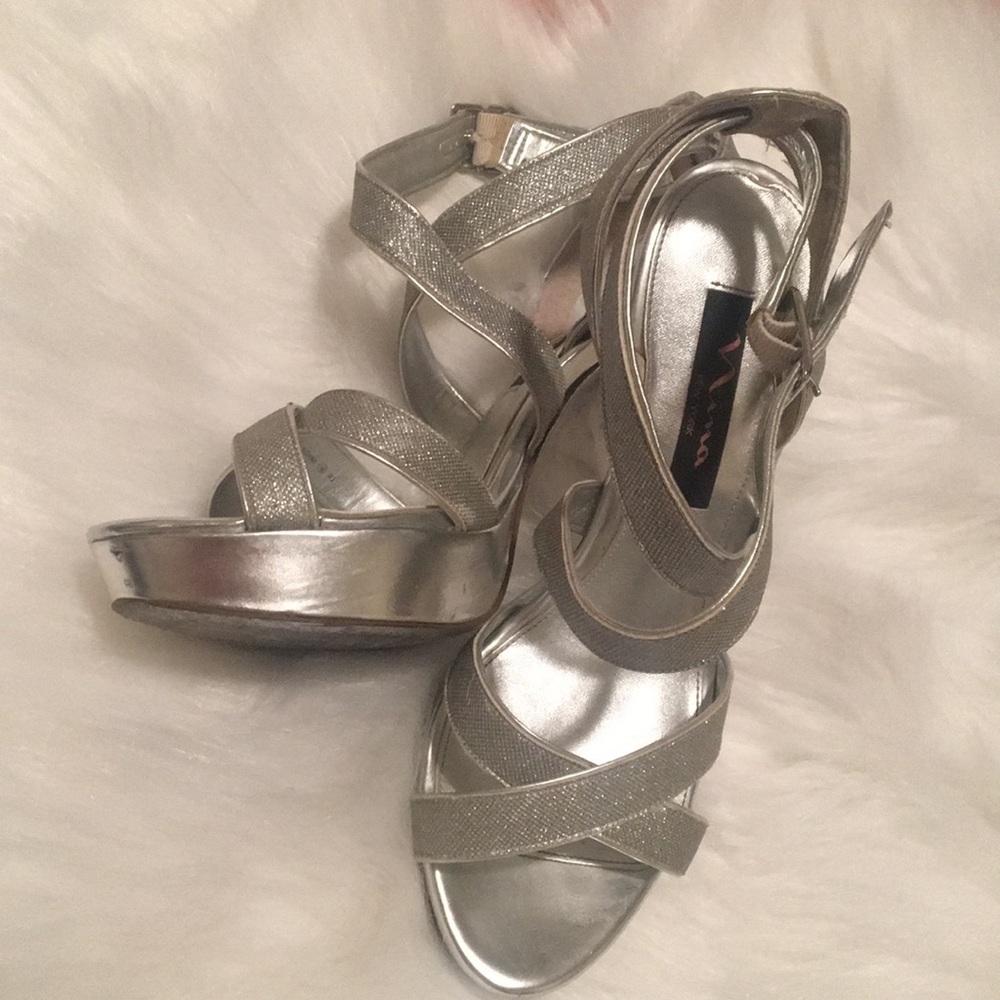 Nina Silver Strappy Heels 💎